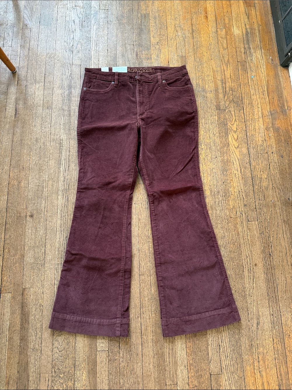 Corduroy Flare Jeans in Deep Burgundy - Women's